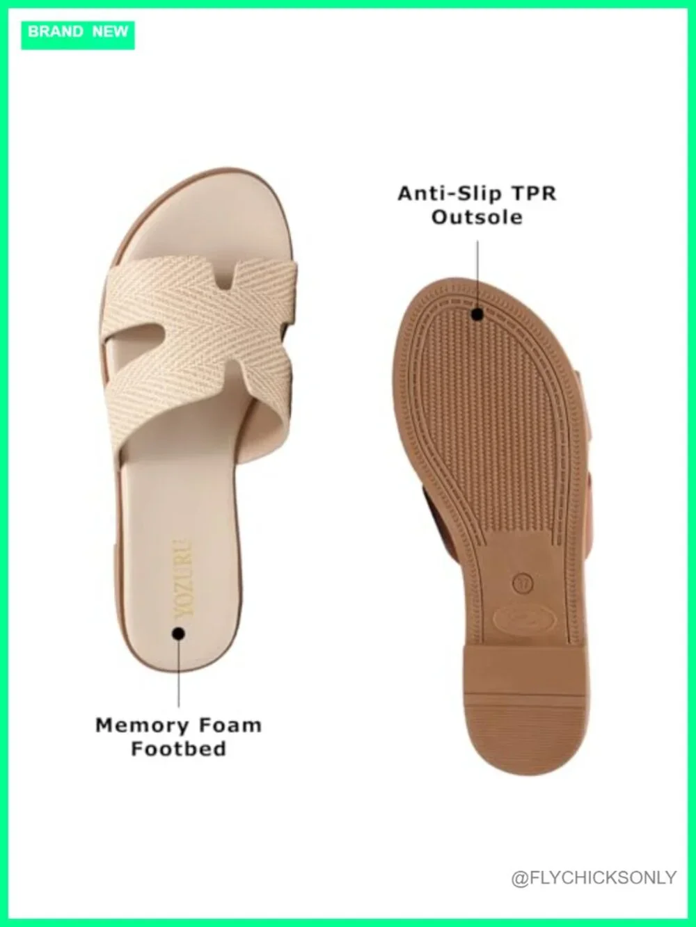 Leather Flat Sandals Slip On Open Toe Dressy Summer Slide Sandals Comfortable